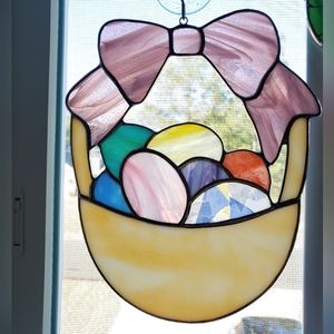 Stained Glass Easter Egg Basket suncatcher 🥚 🐣 🐰